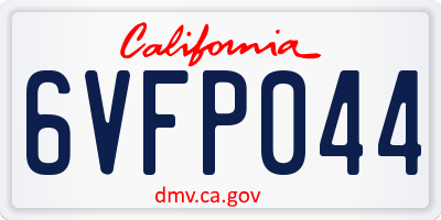 CA license plate 6VFP044