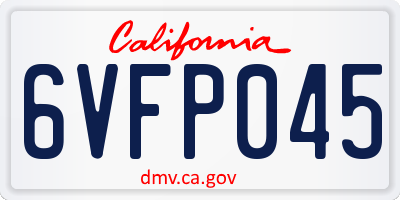 CA license plate 6VFP045