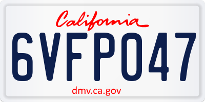 CA license plate 6VFP047