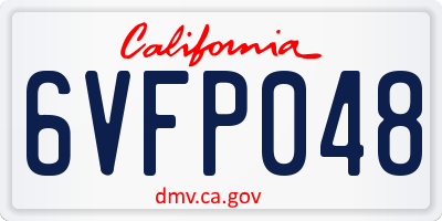 CA license plate 6VFP048