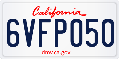 CA license plate 6VFP050