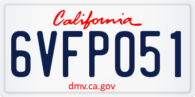 CA license plate 6VFP051