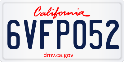 CA license plate 6VFP052
