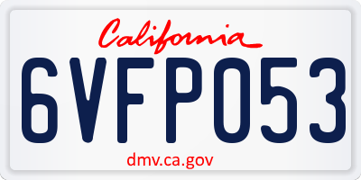CA license plate 6VFP053