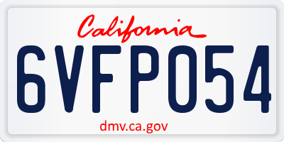 CA license plate 6VFP054