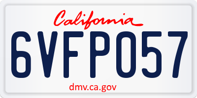 CA license plate 6VFP057