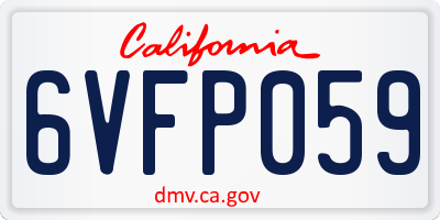 CA license plate 6VFP059
