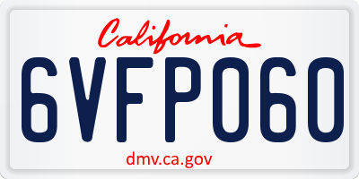 CA license plate 6VFP060