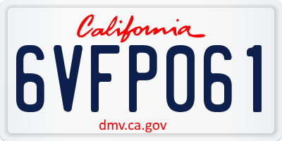 CA license plate 6VFP061