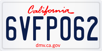 CA license plate 6VFP062