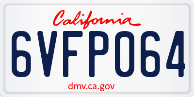 CA license plate 6VFP064
