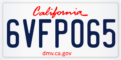 CA license plate 6VFP065