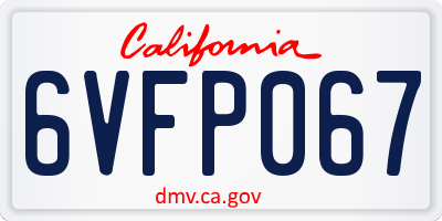 CA license plate 6VFP067