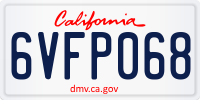 CA license plate 6VFP068