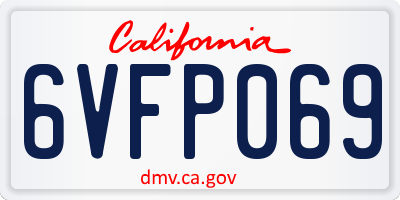CA license plate 6VFP069