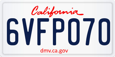 CA license plate 6VFP070