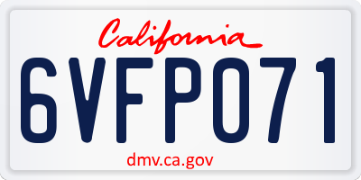 CA license plate 6VFP071