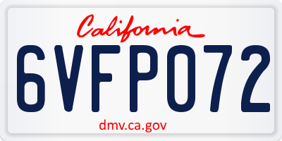 CA license plate 6VFP072