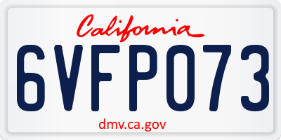 CA license plate 6VFP073