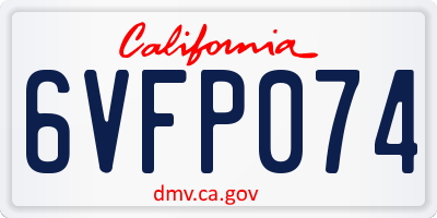 CA license plate 6VFP074