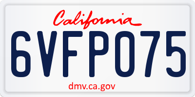 CA license plate 6VFP075