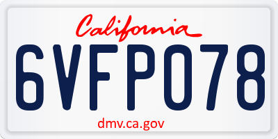 CA license plate 6VFP078