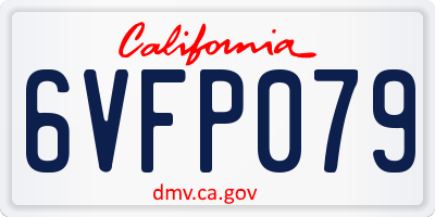 CA license plate 6VFP079