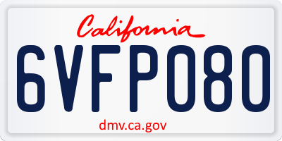 CA license plate 6VFP080