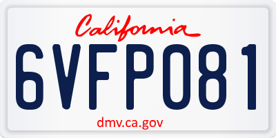 CA license plate 6VFP081