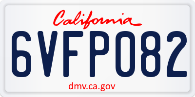CA license plate 6VFP082