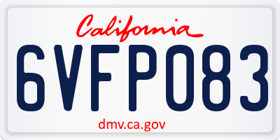 CA license plate 6VFP083