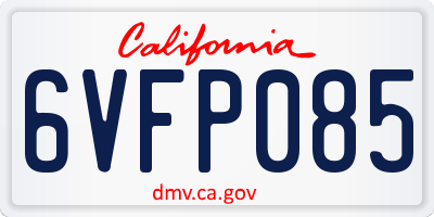 CA license plate 6VFP085