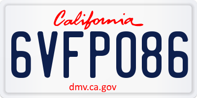 CA license plate 6VFP086