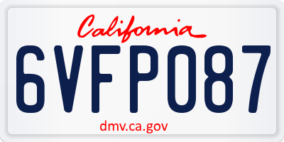 CA license plate 6VFP087