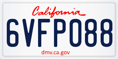 CA license plate 6VFP088