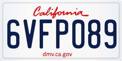 CA license plate 6VFP089