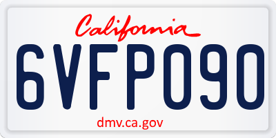 CA license plate 6VFP090