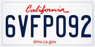 CA license plate 6VFP092
