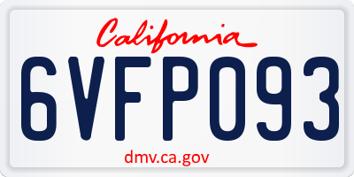 CA license plate 6VFP093