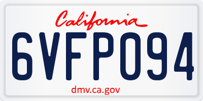 CA license plate 6VFP094