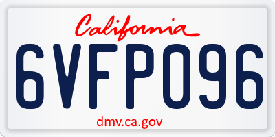 CA license plate 6VFP096