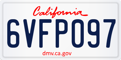 CA license plate 6VFP097