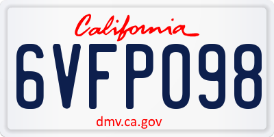 CA license plate 6VFP098