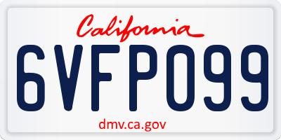 CA license plate 6VFP099