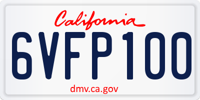 CA license plate 6VFP100