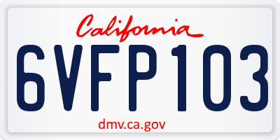 CA license plate 6VFP103
