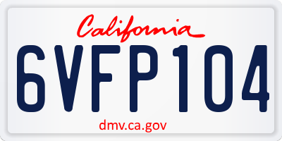 CA license plate 6VFP104