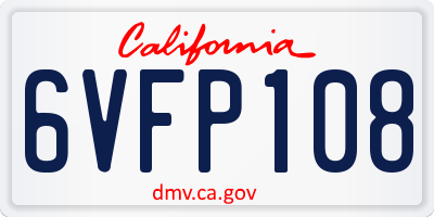 CA license plate 6VFP108