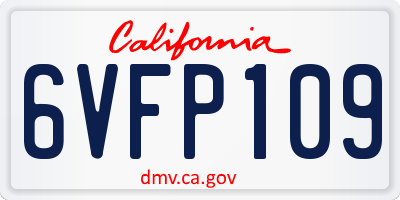 CA license plate 6VFP109
