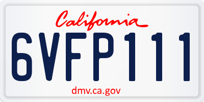 CA license plate 6VFP111